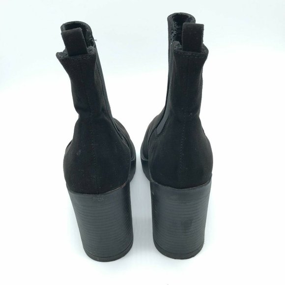 Asos Womens Ankle Chelsea Boots Block Heel Platform Faux Suede Black UK 5W US 7W - Picture 3 of 8